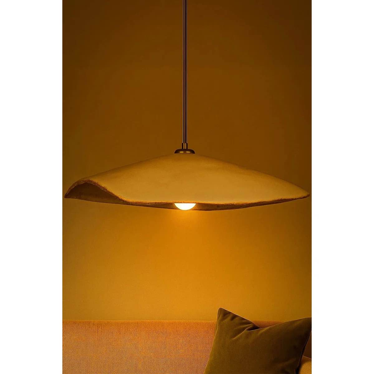 Elegant Adjustable Chandelier, Cream & Gold Finish, 20 - 25.6 inches Height | Durable Metal Body with Carbon Concrete Cap | E27 Socket (Max 40W), IP20 Rated | Perfect for Living Room & Dining Areas, Stylish Lighting Solution