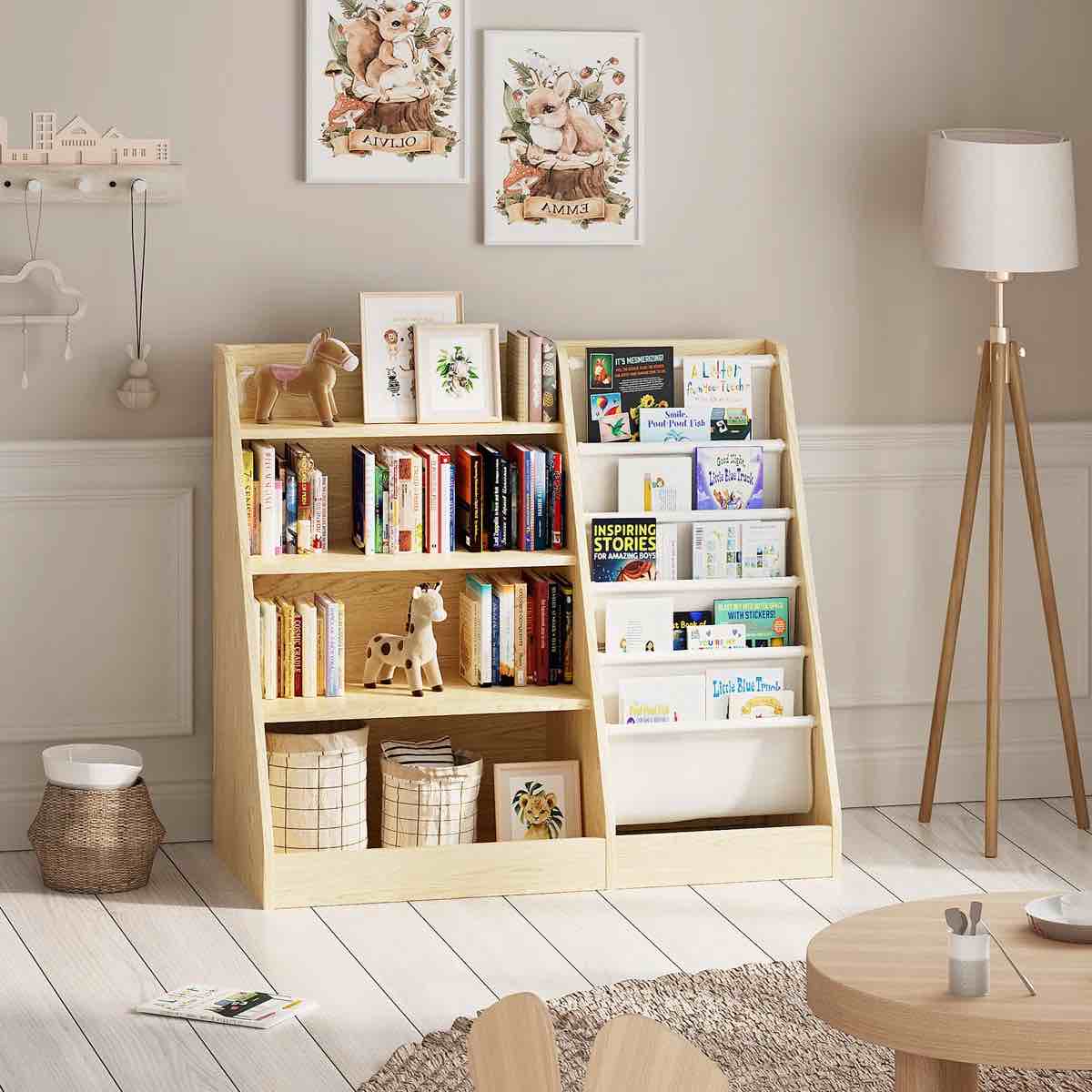 maggiorina kids standard bookcase, storage book rack, organizer cabinet, book display