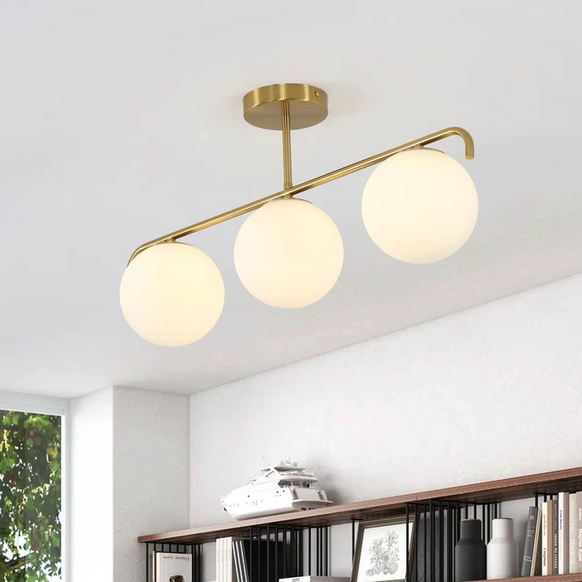 Driscilla 3-Light 27 Inch Linear Pendant Light Globe Opal Glass  G9 LED Bulb Included Traditional Vintage Style