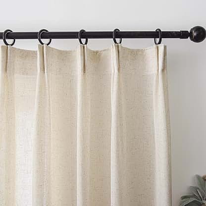 toyoko linen blended semi-sheer back tab curtain pair