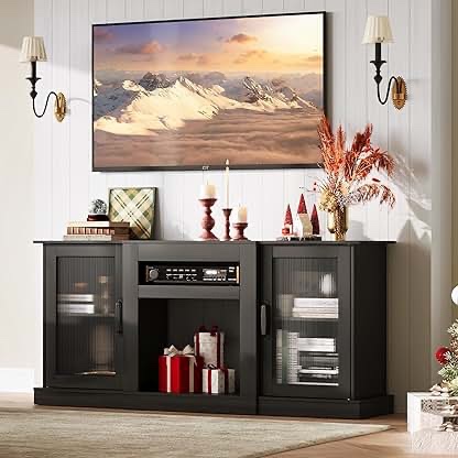 4 Piece Wall Unit Tv Stand With Bookshelf, Modern Tv Console Table Media Large Entertainment Center With Open Shelves For Tvs Up To 65", Living Room Wine Cabinet Display Cabinet, White