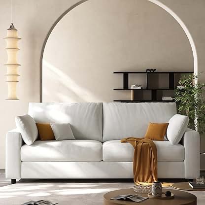 Loveseat Sofa Mid Century Modern Small Couches For Small Spaces, Upholstered Small Couch For Bedroom,Comfy Couch With Spring Cushion,Tool-Free Assembly