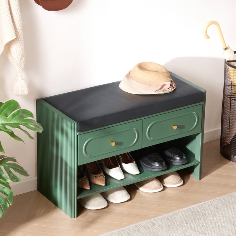 4 pair upholstered shoe storage bench