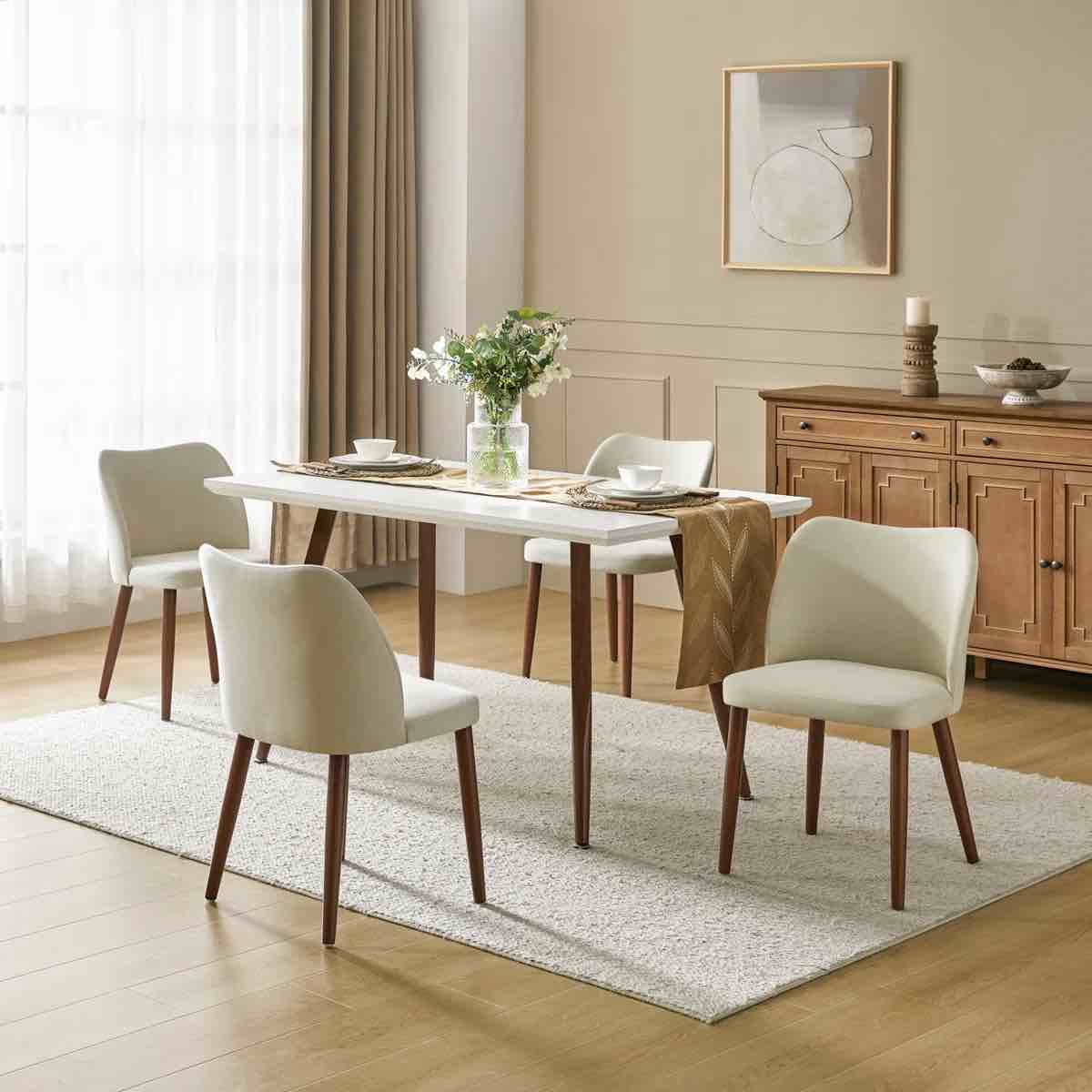 kanalu modern dining chair with solid wood legs