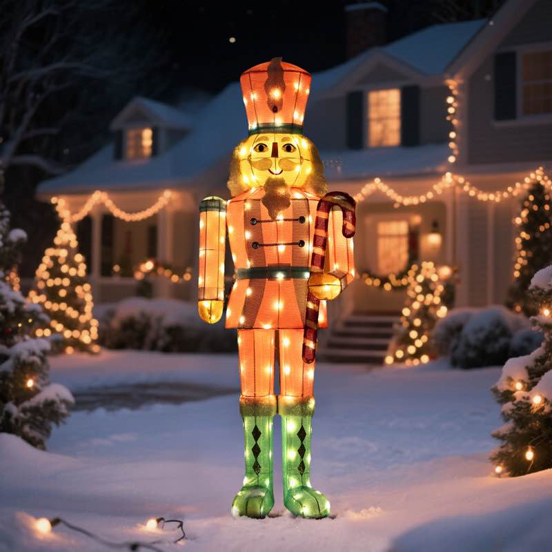 Condition photo showing Good Condition for Hutto 5Ft Soldier Nutcracker Warm Lighted Leds Christmas Yard Decoration Outdoor