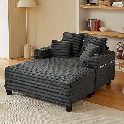 59"d faux fur indoor chaise lounge