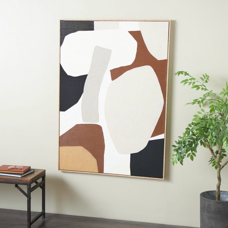 Condition photo showing Good Condition for Layla Wood Abstract Overlapping Circle Geometric Wall Art with Cream Accents