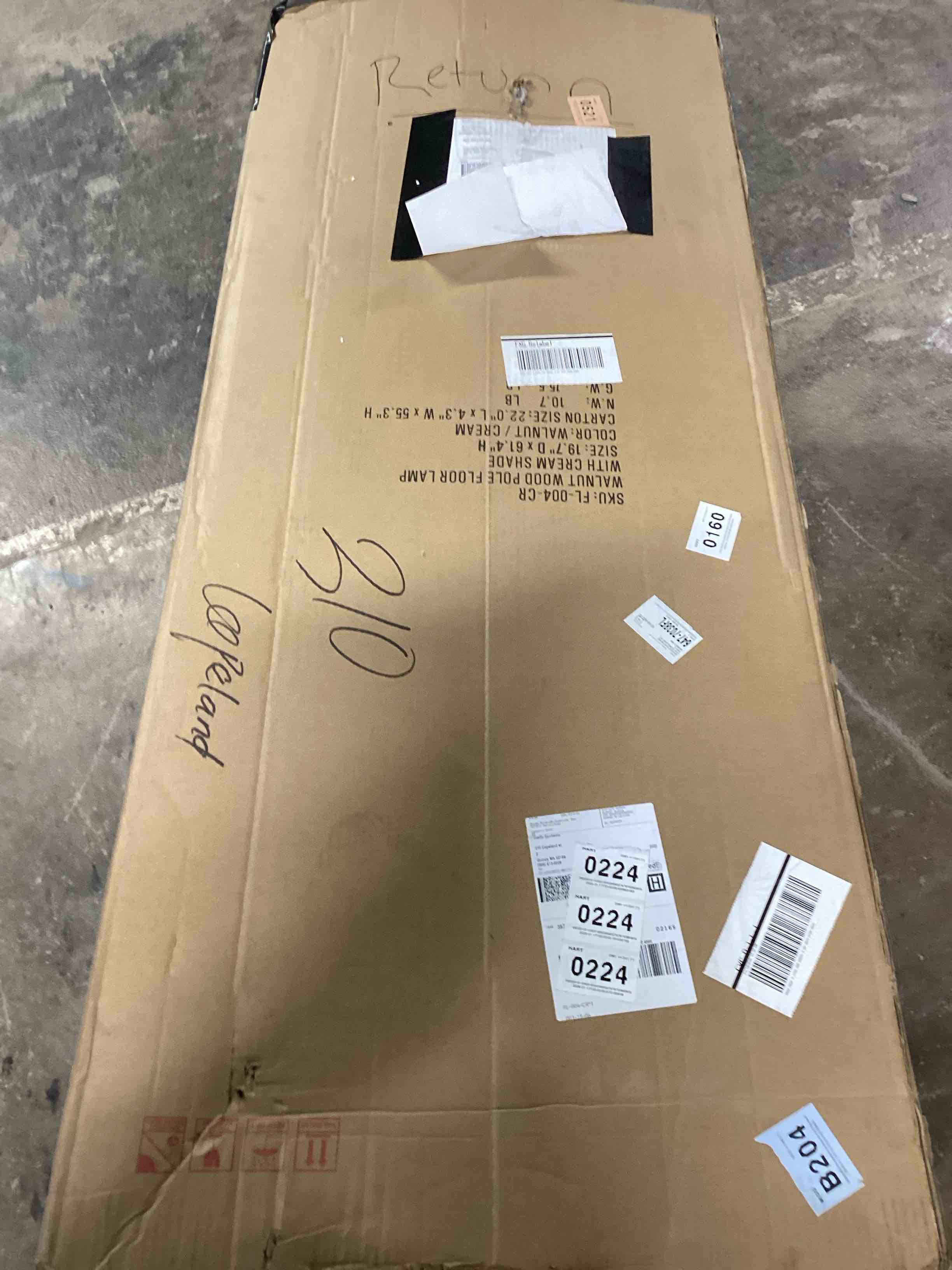 walnut wood pole lamp with cream shade