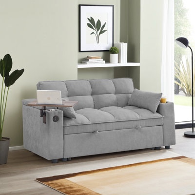 65"W Convertible 3 in 1 Sofa Bed, Vincy Pull Out Couch Loveseat Sleeper 