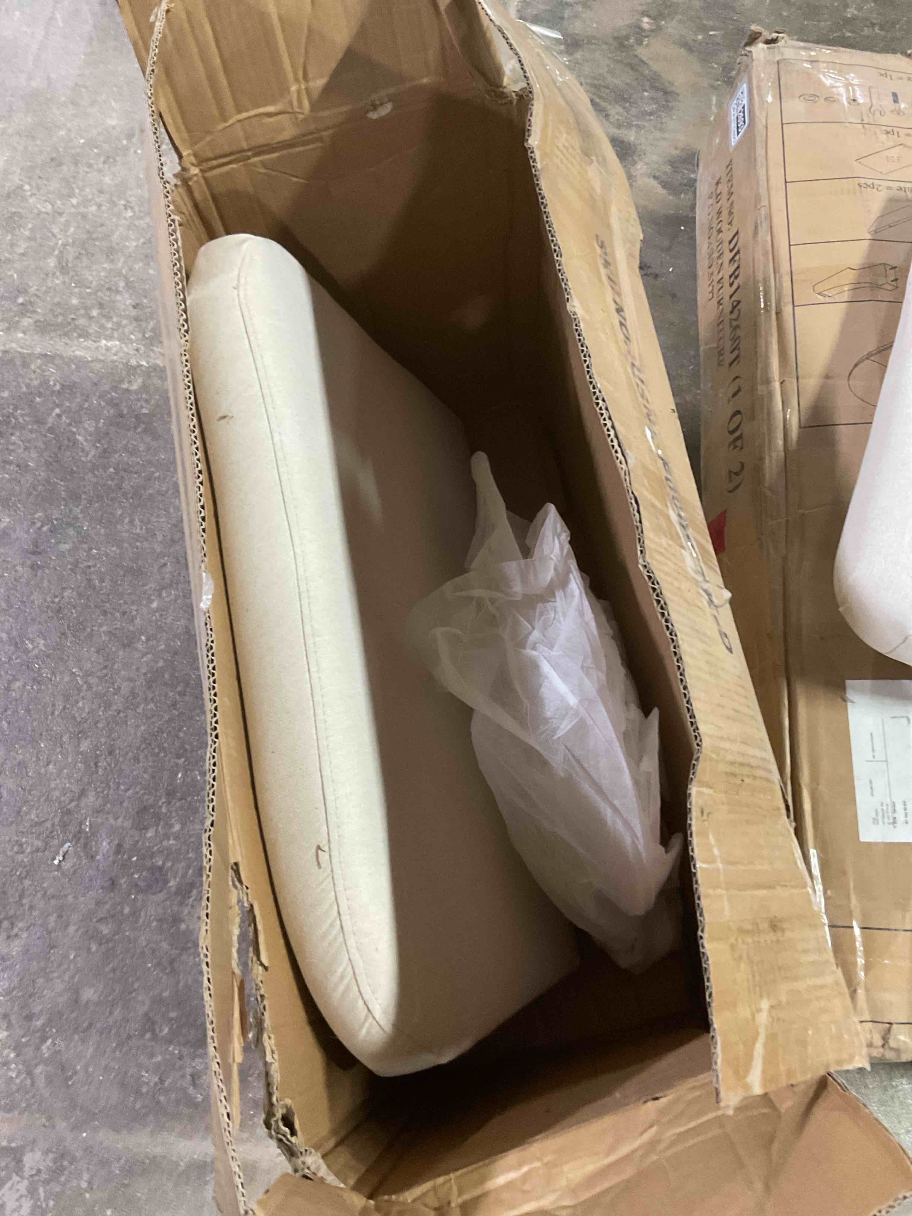 Condition photo showing As Is for Beige couch arms