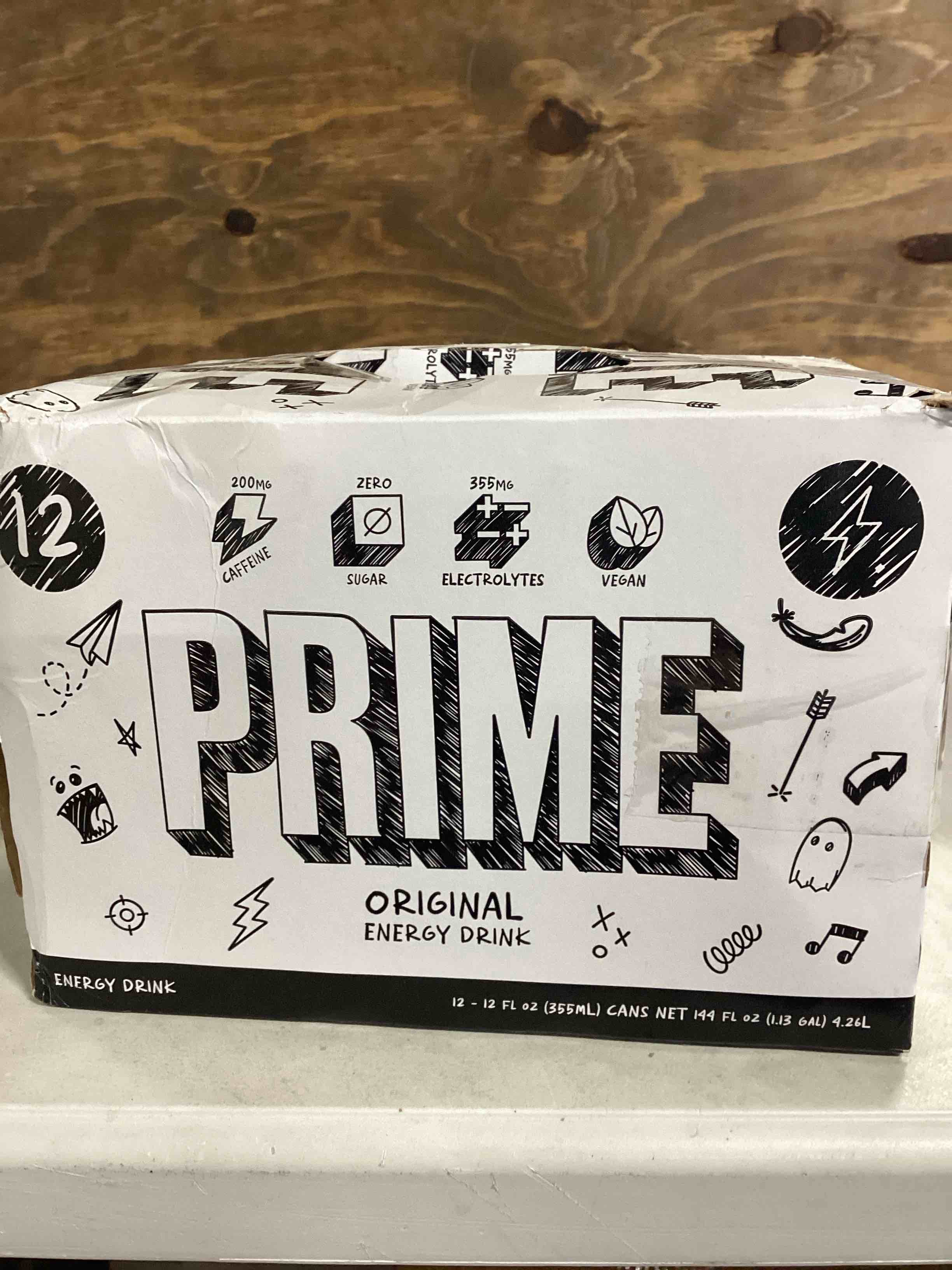 Condition photo showing New/Like New for PRIME Energy ORIGINAL | Zero Sugar Energy Drink | Preworkout Energy | 200mg Caffeine with 355mg of Electrolytes and Coconut Water for Hydration| Vegan | Gluten Free |12 Fluid Ounce | 12 Pack Original 12 Pack