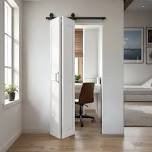 36"X84" 1-Panel Primed Composite Interior Bi-Fold Barn Door, Hollow-Core Door With Hardware Include