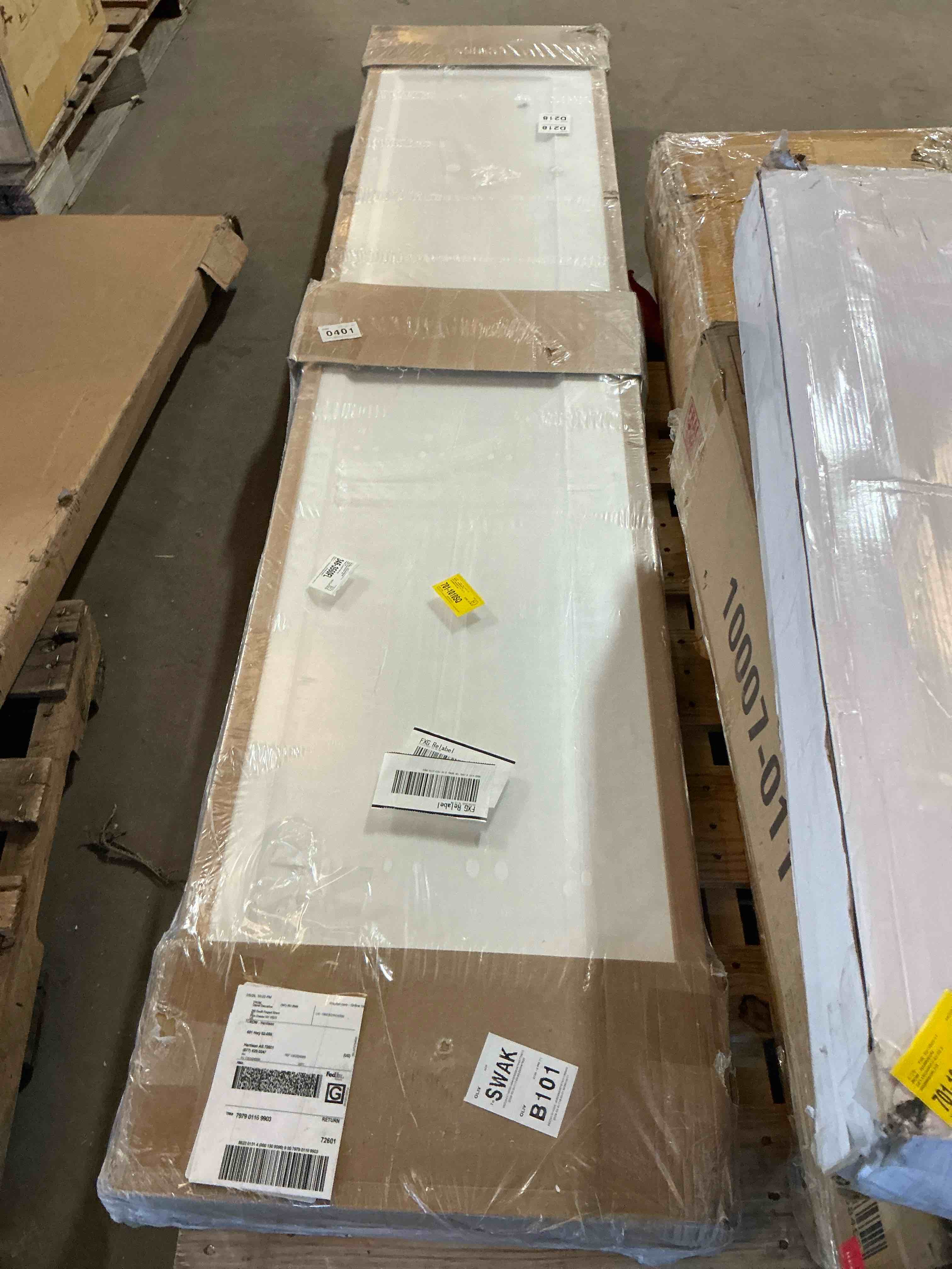 Condition photo showing Good Condition for 36"X84" 1-Panel Primed Composite Interior Bi-Fold Barn Door, Hollow-Core Door With Hardware Include