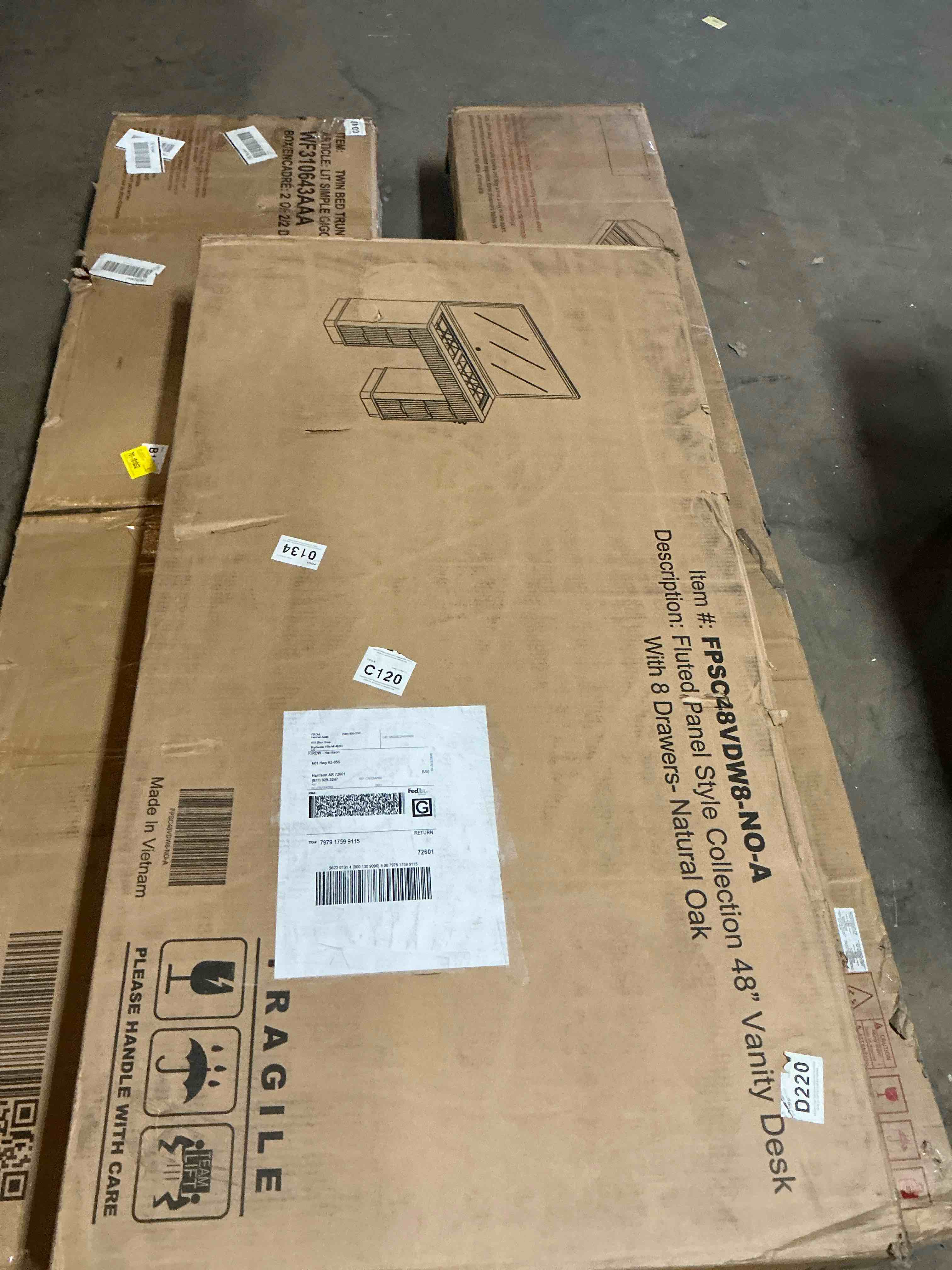 Condition photo showing Good Condition for 48" Fluted Vanity Desk With Led Mirror \u0026 Wireless Charging