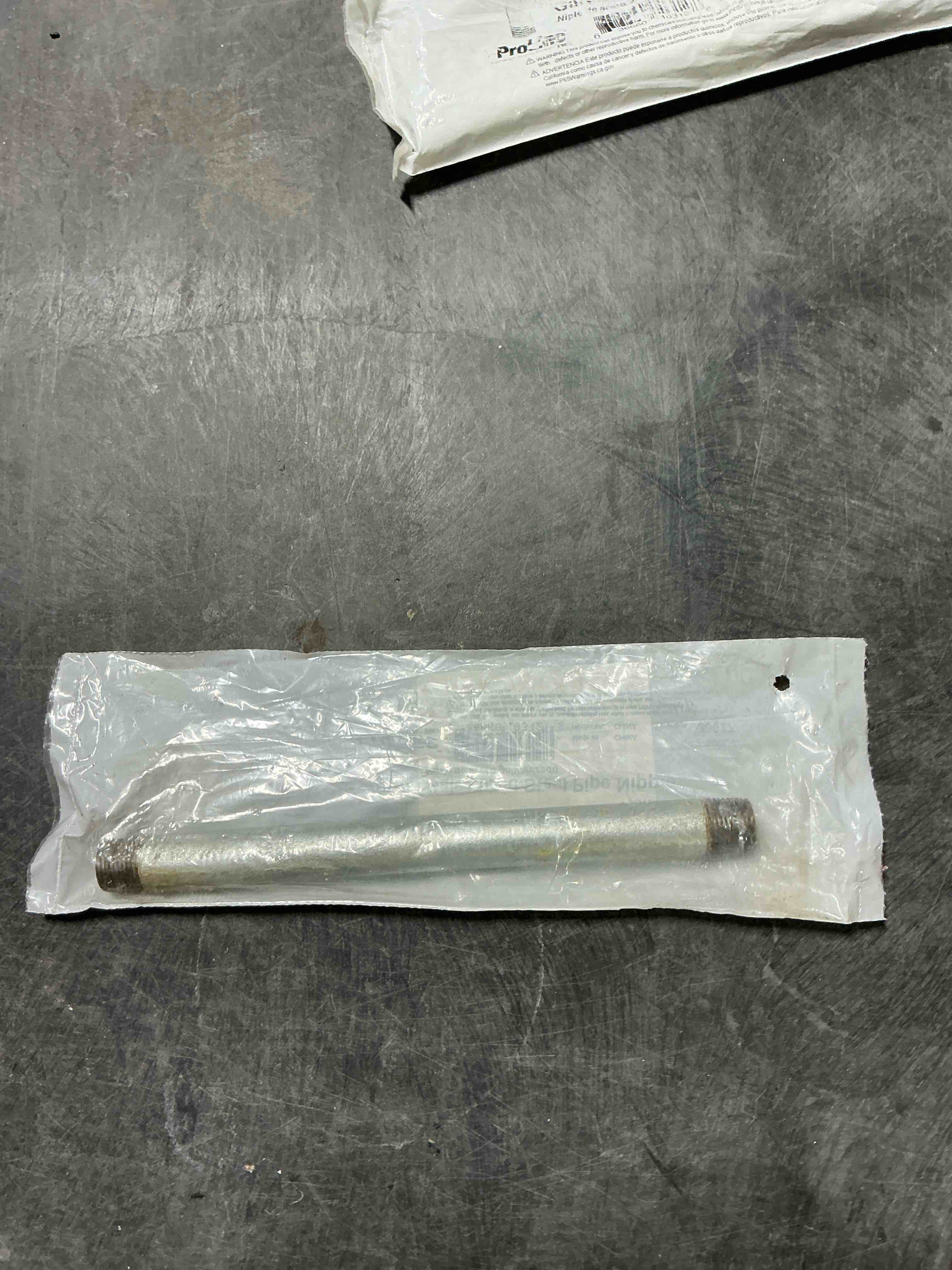 Condition photo showing Good Condition for 3/8 inch galvanized, steel rod 8 inch