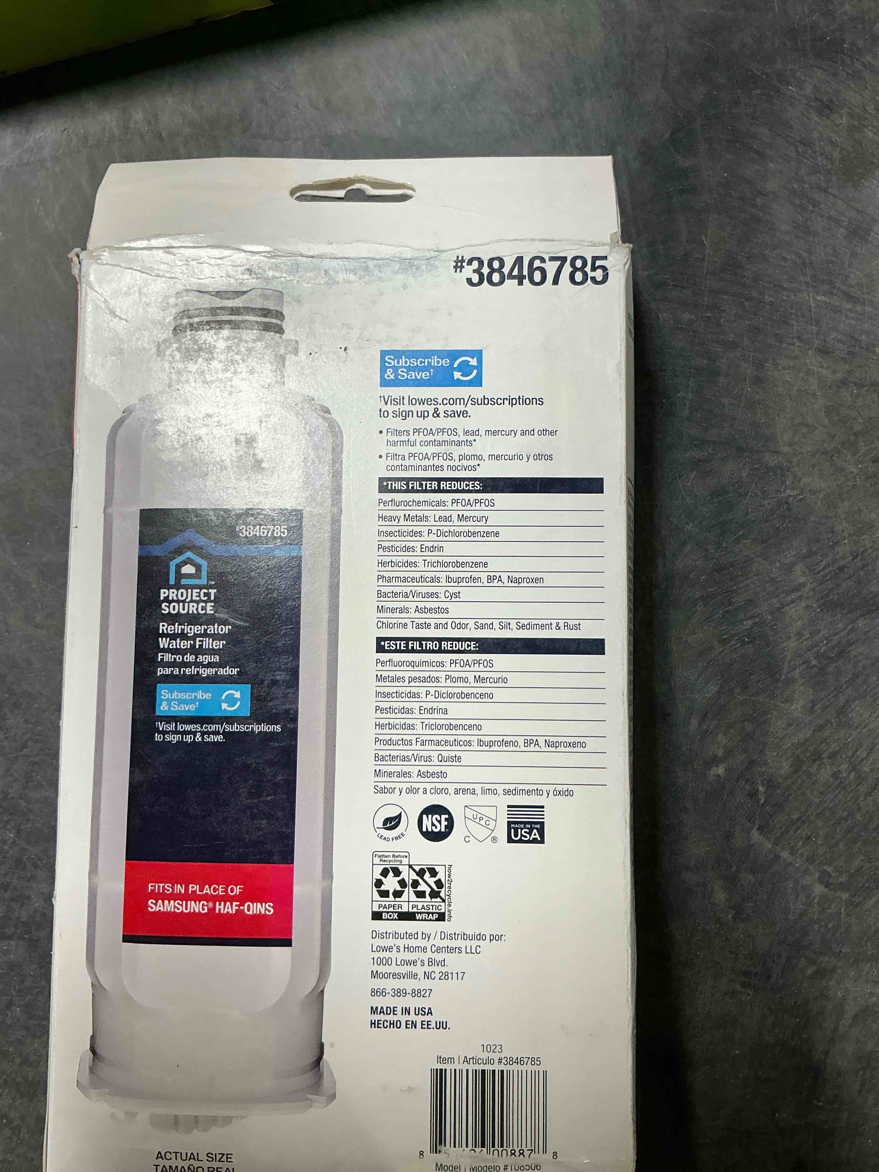 Condition photo showing Good Condition for Project source refrigerator, water filter, Samsung HAF – QINS