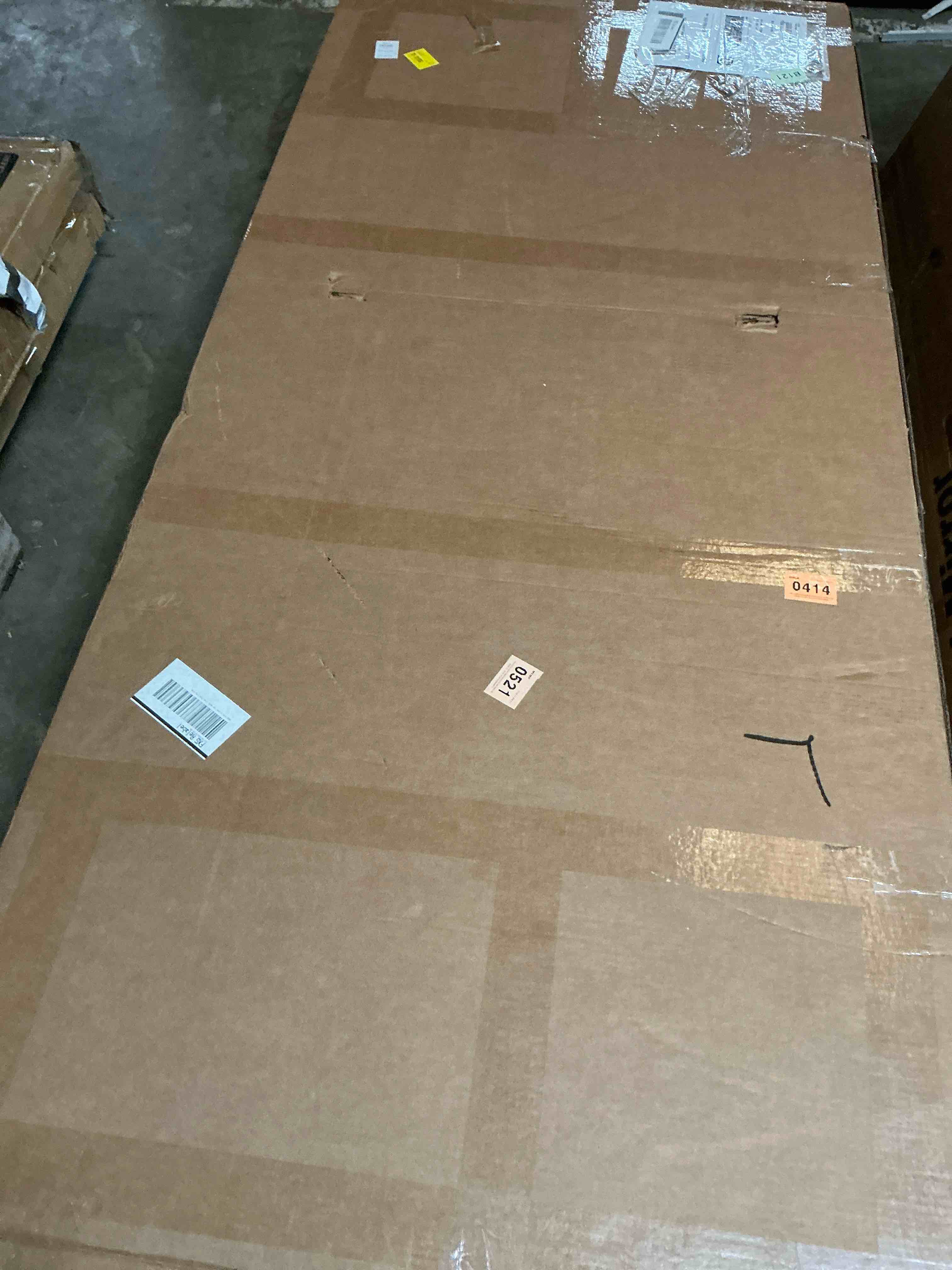 pre-drilled 80" height 4-lite frosted tempered glass and solid manufactured wood white primed slab door