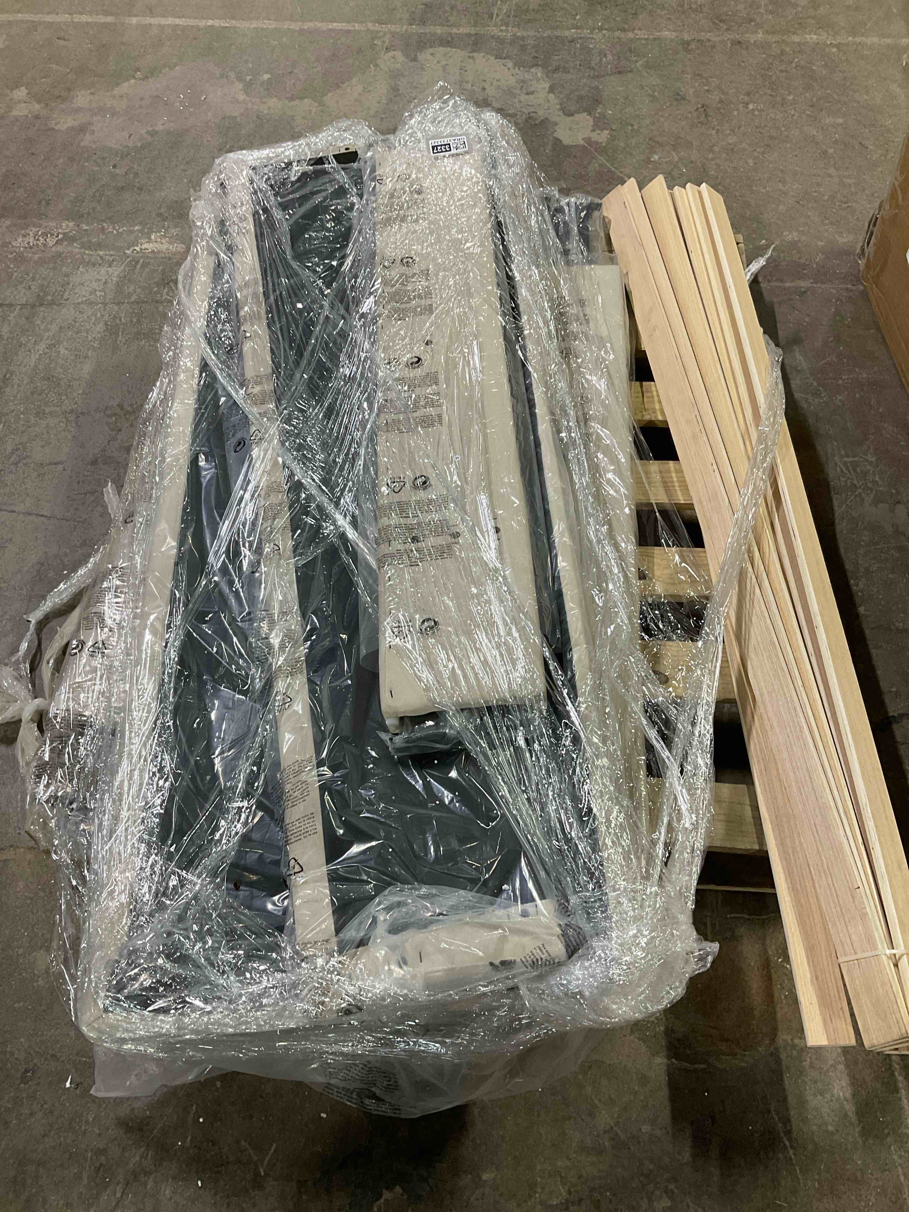 Condition photo showing Good Condition for GREY UPHOLSTERED TWIN/FULL-SIZE BED