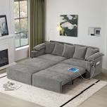 Condition photo showing Good Condition for Pull Out Sofa Bed With Storage,Convertible Sleeper Sofa Bed With USB Ports Cup Holders, Corduroy Upholstered Couch With Chaise Lounge For Living Room, Guest Room