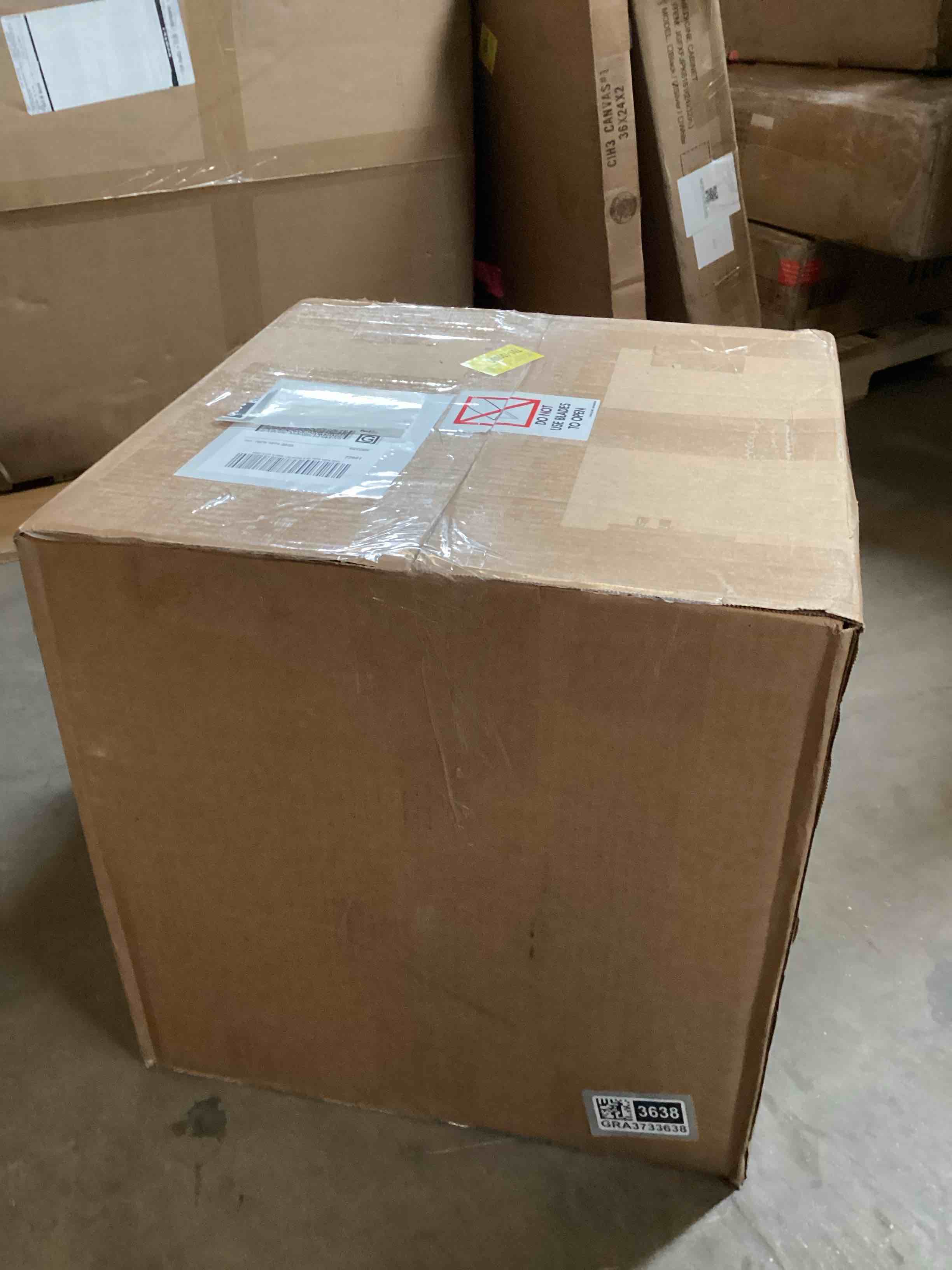 Condition photo showing Good Condition for Contreras 17" Faux Leather Square Solid Color Ottoman