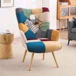 Heidegard Floral Accent Chair Modern High Back Arm Chair, Colorful Patchwork Reading Chairs for Bedroom