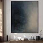 Extra Large Wall Art Fabric Print - Moody Blue and Beige Soft Gradient Abstract Artwork Decor for Living Room or Bedroom - "Frame Assembly Required (Unfinished Frame)"