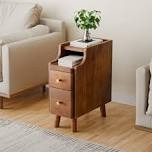 Condition photo showing Good Condition for Narrow Solid Wood Nightstand with 2 Drawers