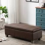 Condition photo showing Good Condition for 51 Inch Faux Leather Rectangle Large Storage Ottoman