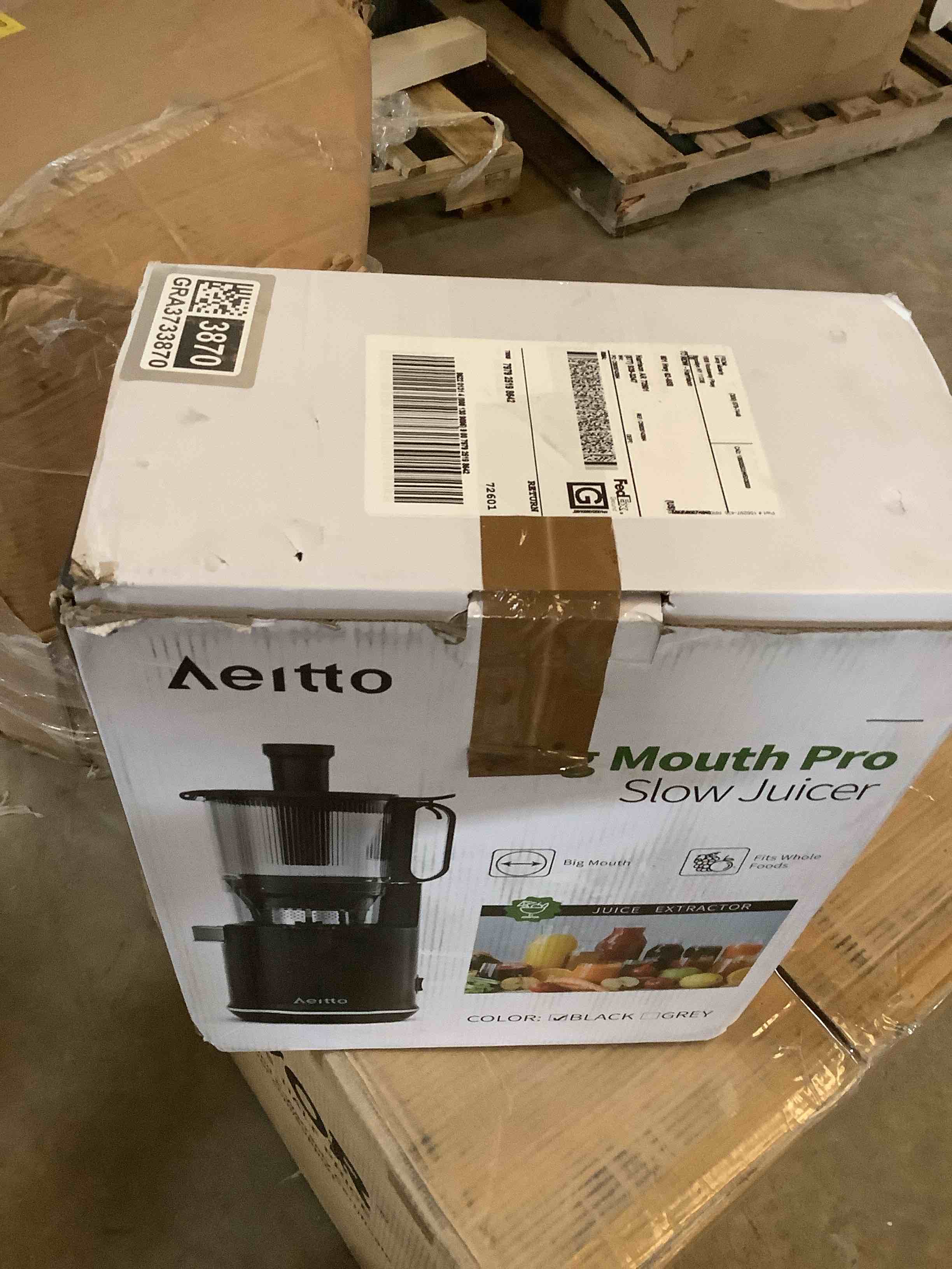 Condition photo showing As Is for (DOES NOT TURN ON)Aeitto 250W Masticating Juicer, Cold Press with 5.3" Feed Chute \u0026 1.7L Capacity, Easy to Clean, High Juice Yield