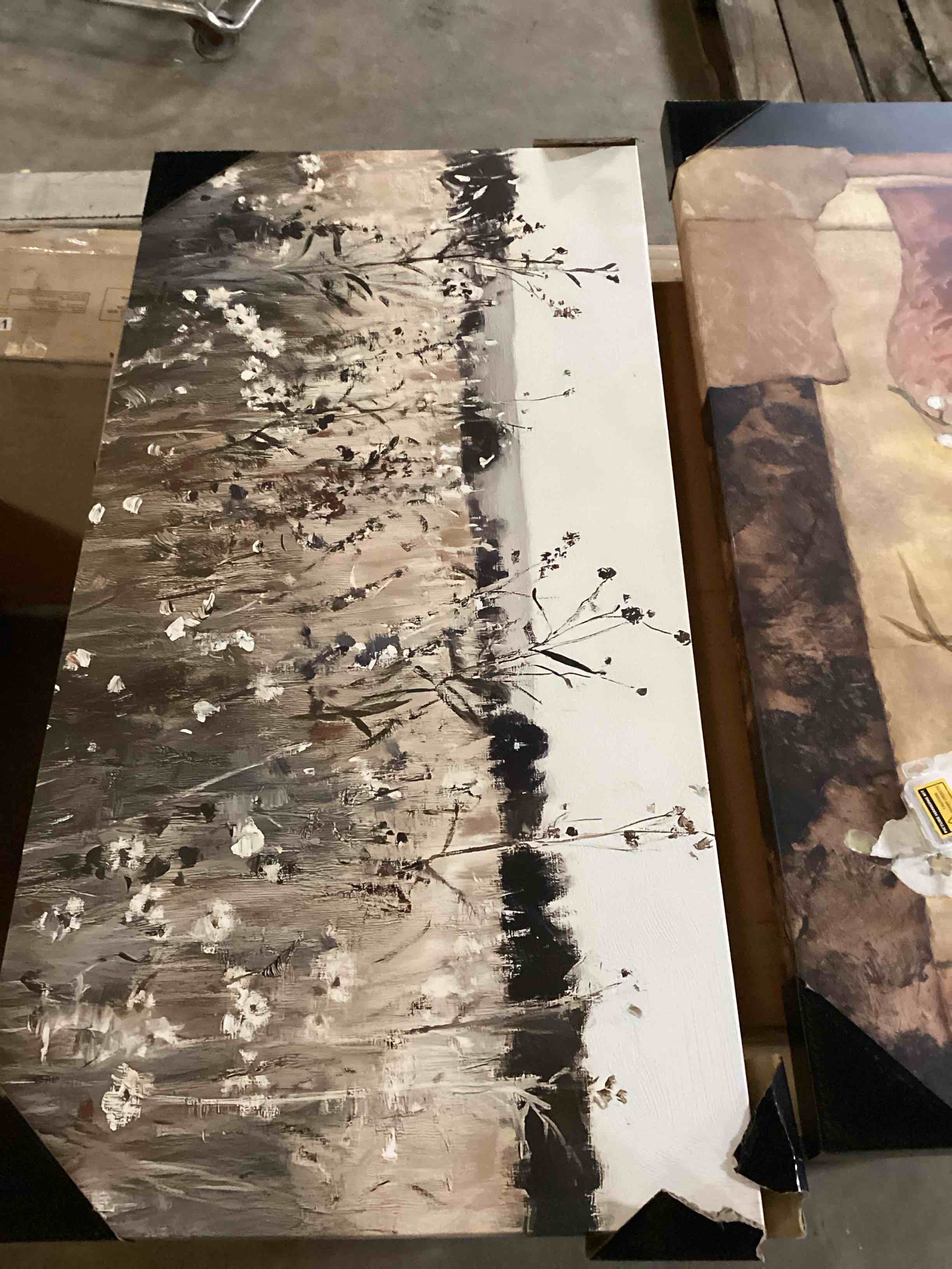 Condition photo showing Good Condition for Wexford 3 piece Gallery Wrapped Canvas (“Flowered Field and Vases”)