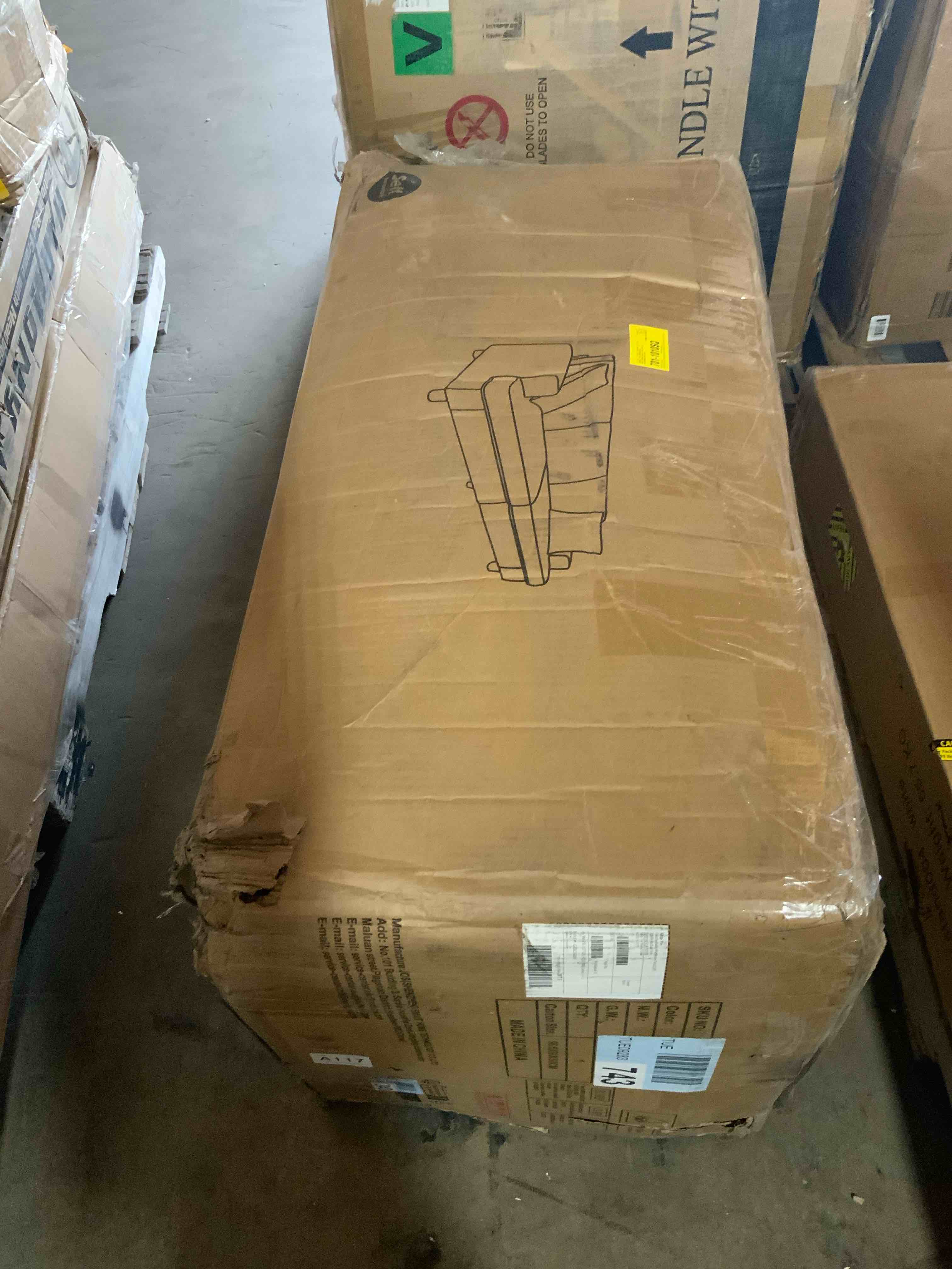 Condition photo showing Good Condition for 87"Solid Wood Leg Corduroy 3-Person Sofa with 2 Pillows