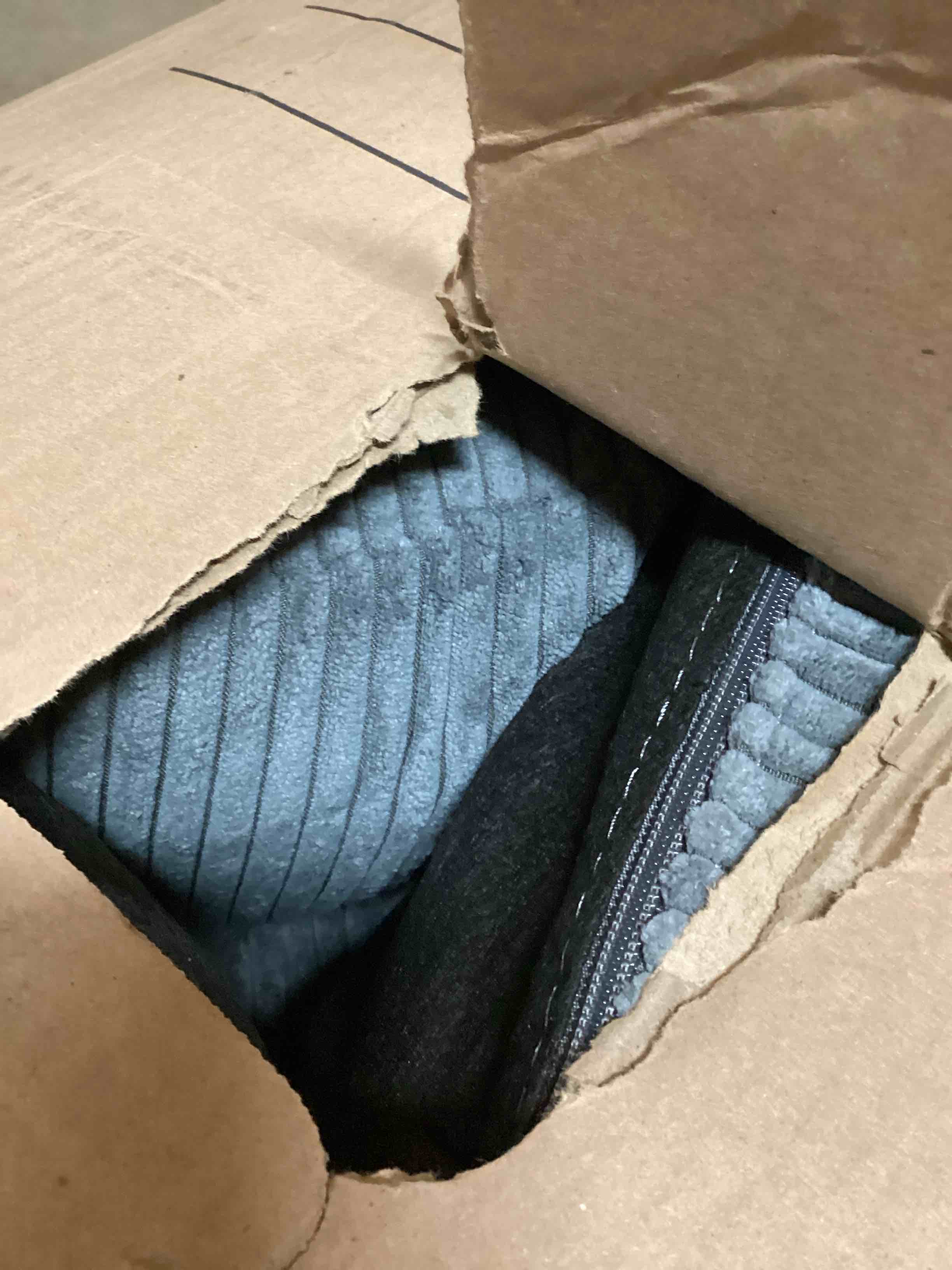 Condition photo showing Good Condition for (“INCOMPLETE”) 87"Solid Wood Leg Corduroy 3-Person Sofa with 2 Pillows