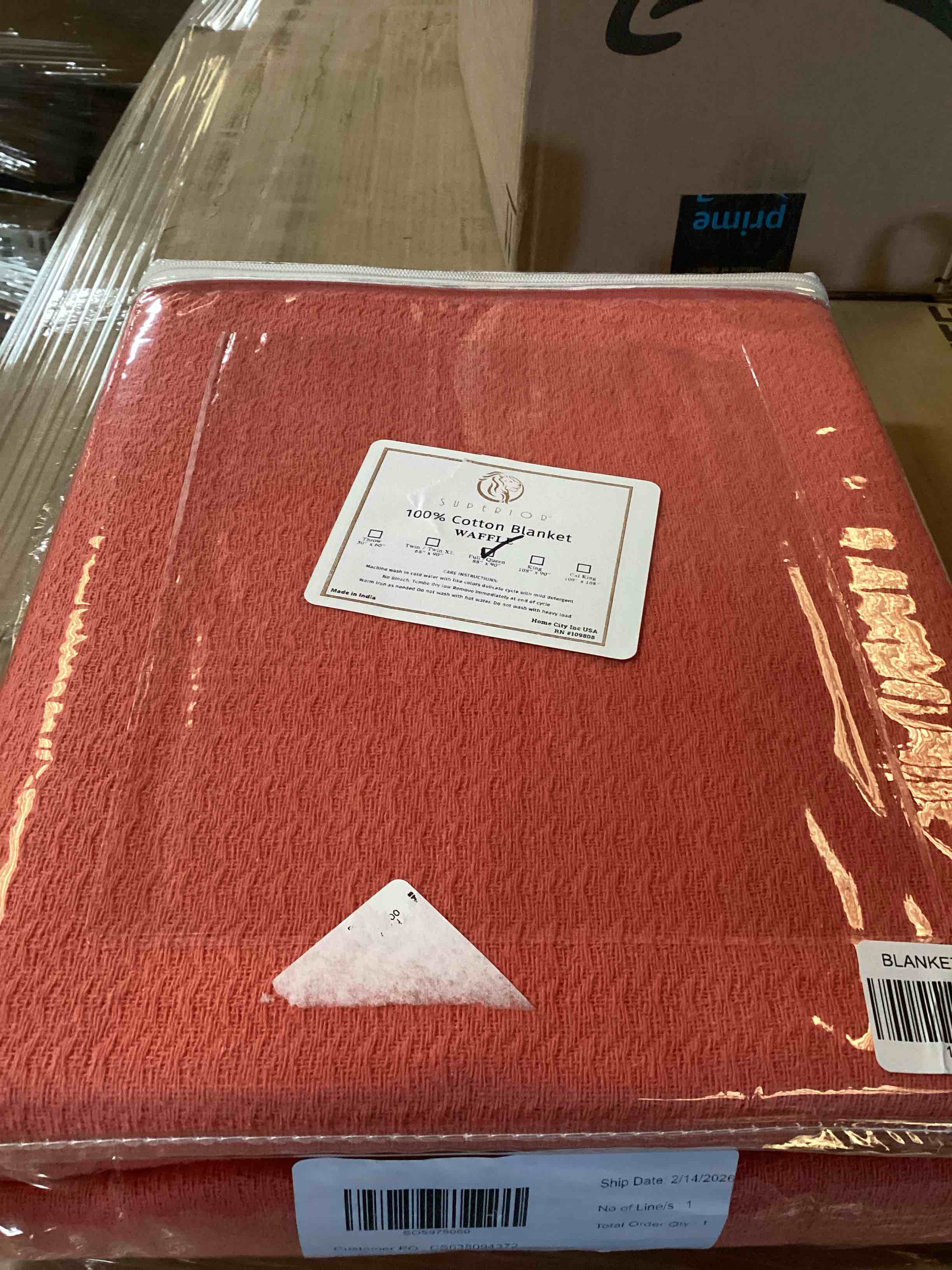 Condition photo showing Good Condition for Waffle Weave Honeycomb Knit Soft Textured All-Season Cotton Blanket (“Full/Queen)