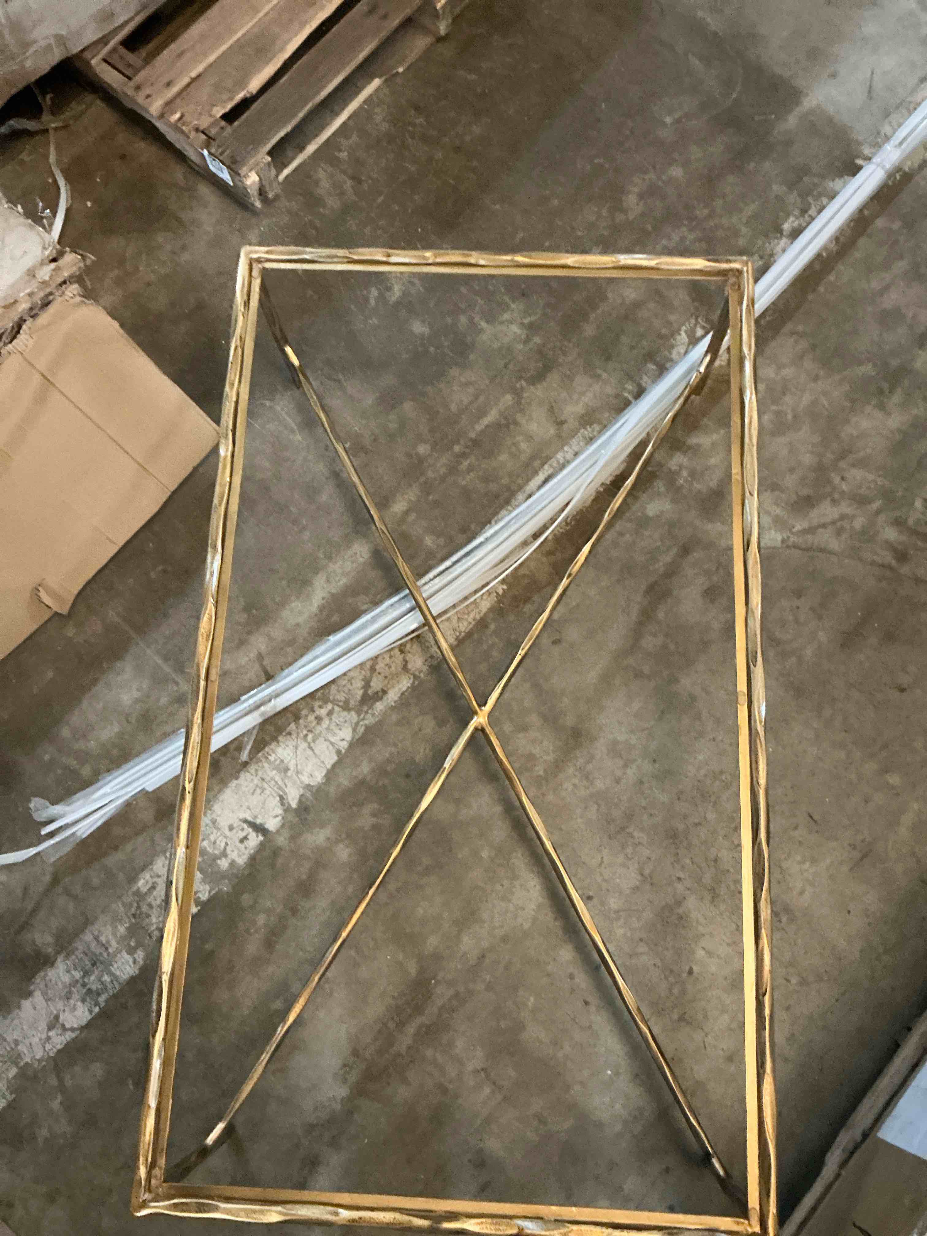 Condition photo showing Good Condition for Metal Framed Coffee Table in Brushed Gold