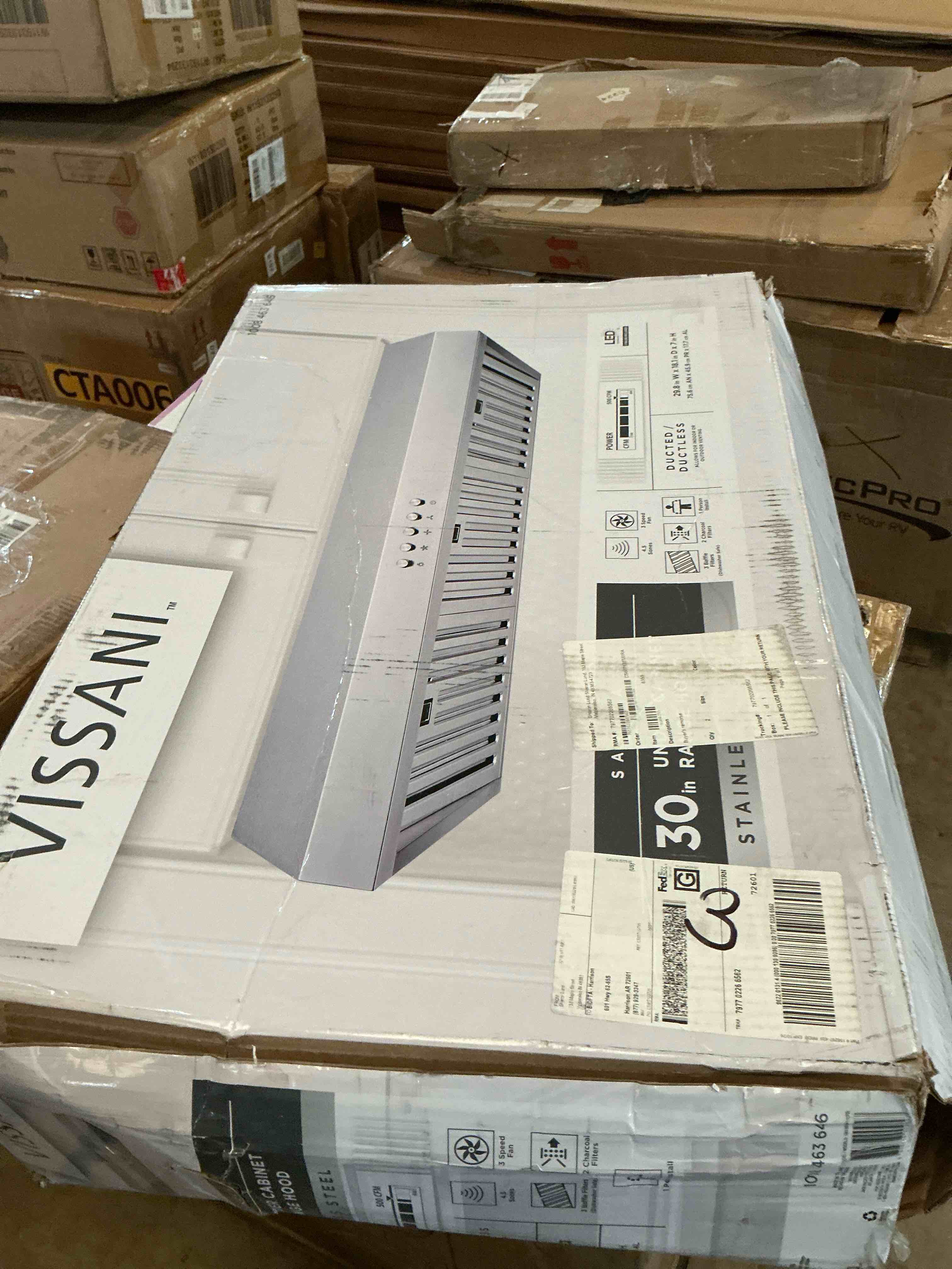 Condition photo showing Good Condition for Sarela 30 in. W x 7 in. H 500CFM Convertible Under Cabinet Range Hood in Stainless Steel with LED Lights and Filter