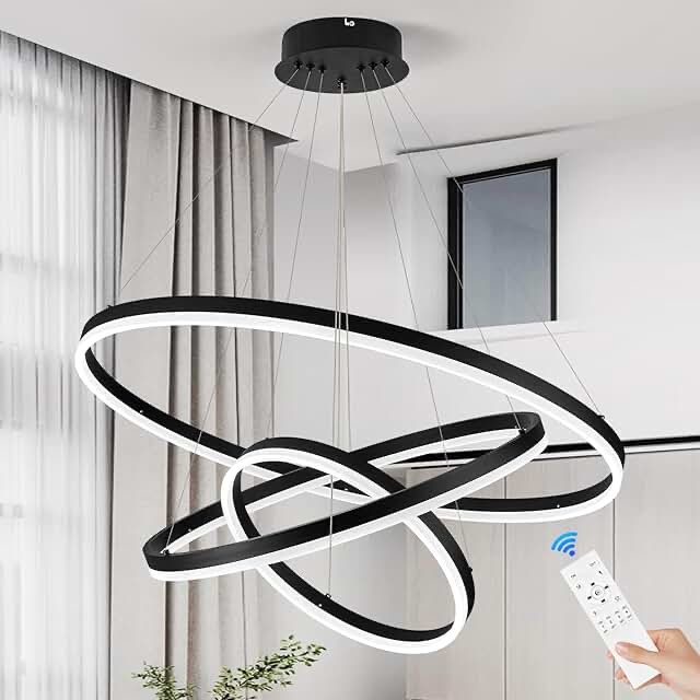 modern led chandelier with remote, dimmable ring pendant light