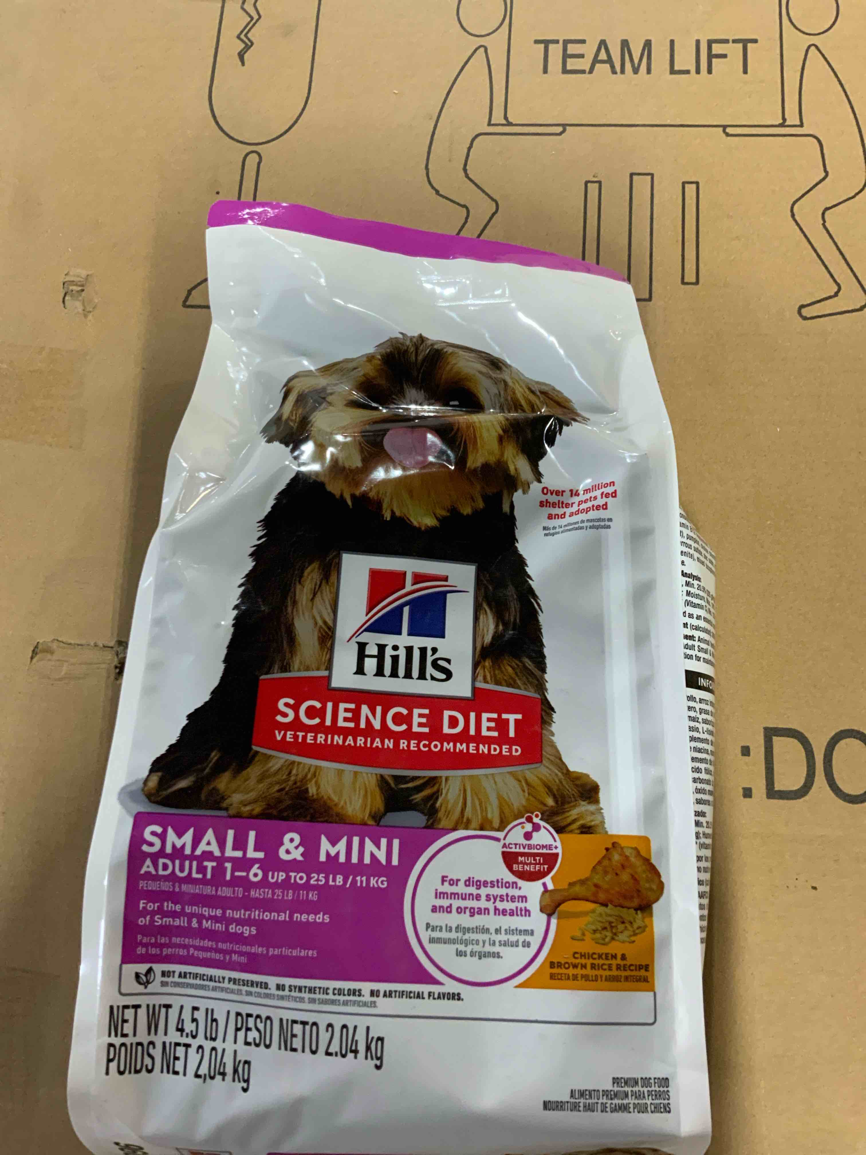 Condition photo showing New/Like New for hill's science diet dry dog food, adult, small & mini breed, chicken meal & rice, 4.5 lb. bag