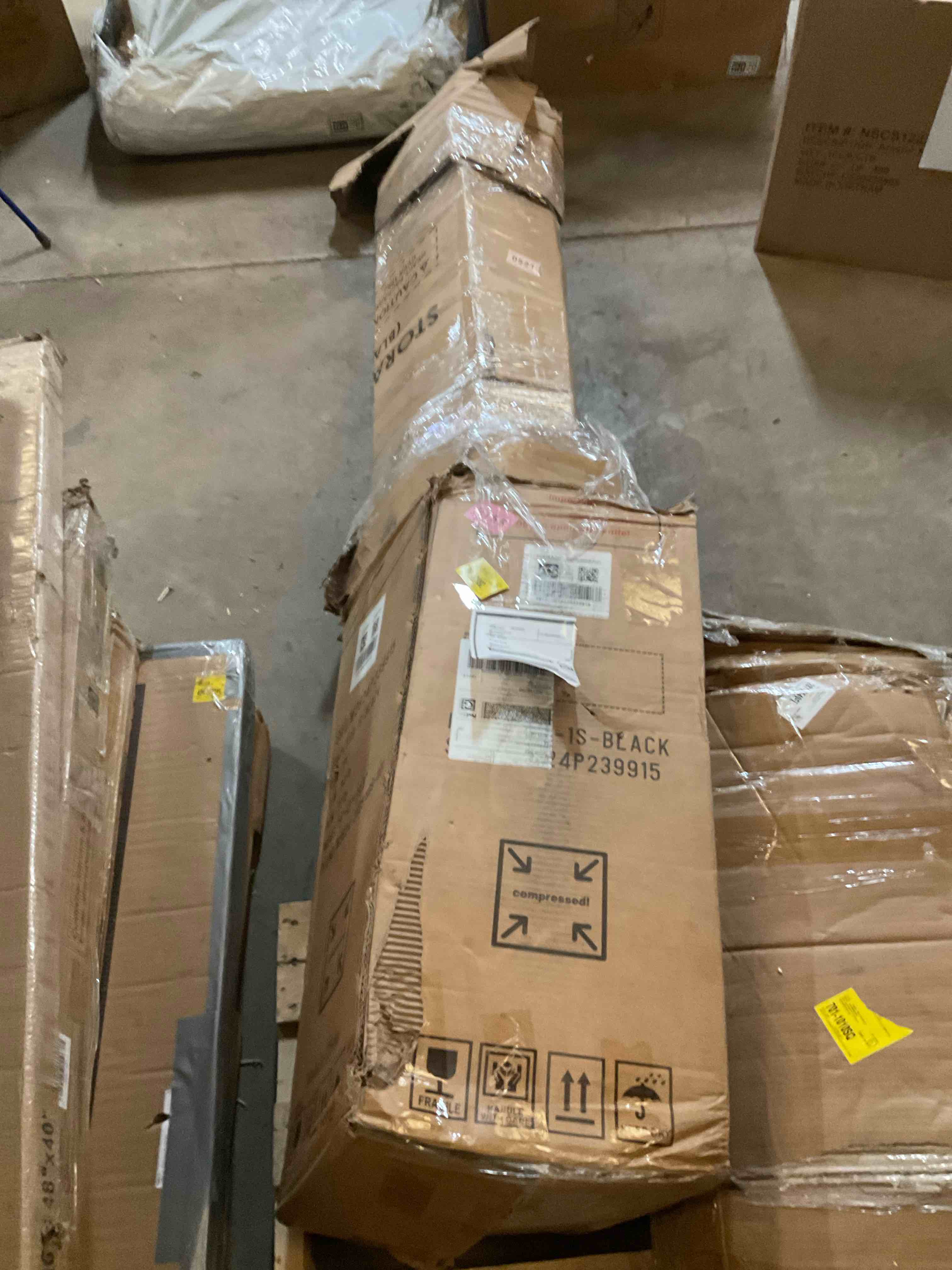 Condition photo showing Good Condition for (damaged) black storage cabinet