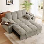Condition photo showing Good Condition for 65"w convertible 3 in 1 sofa bed, vincy pull out couch loveseat sleeper with side table&usb&type-c ports&storage armrests