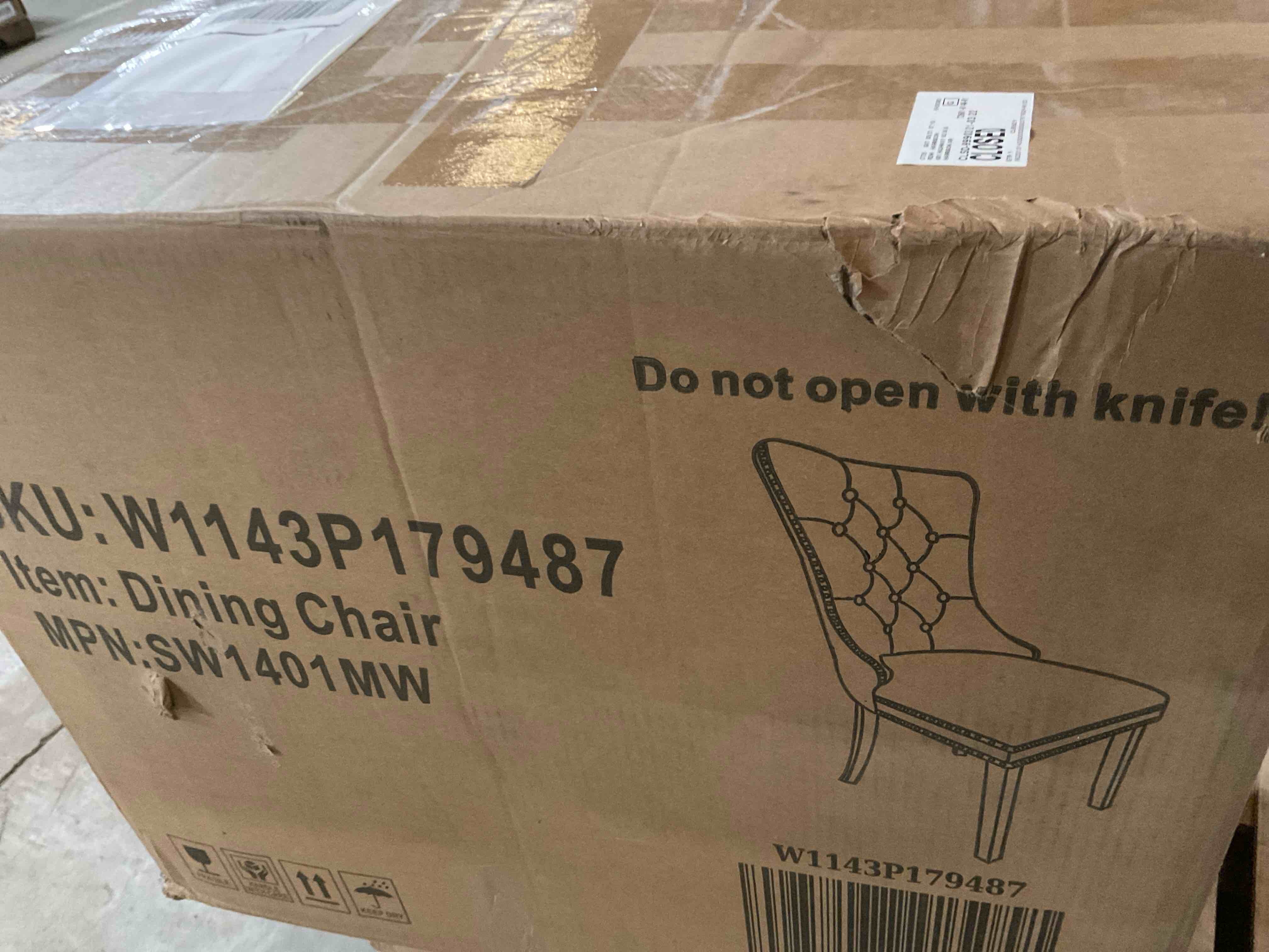 Condition photo showing Good Condition for allena tufted velvet/linen wing back dining chair