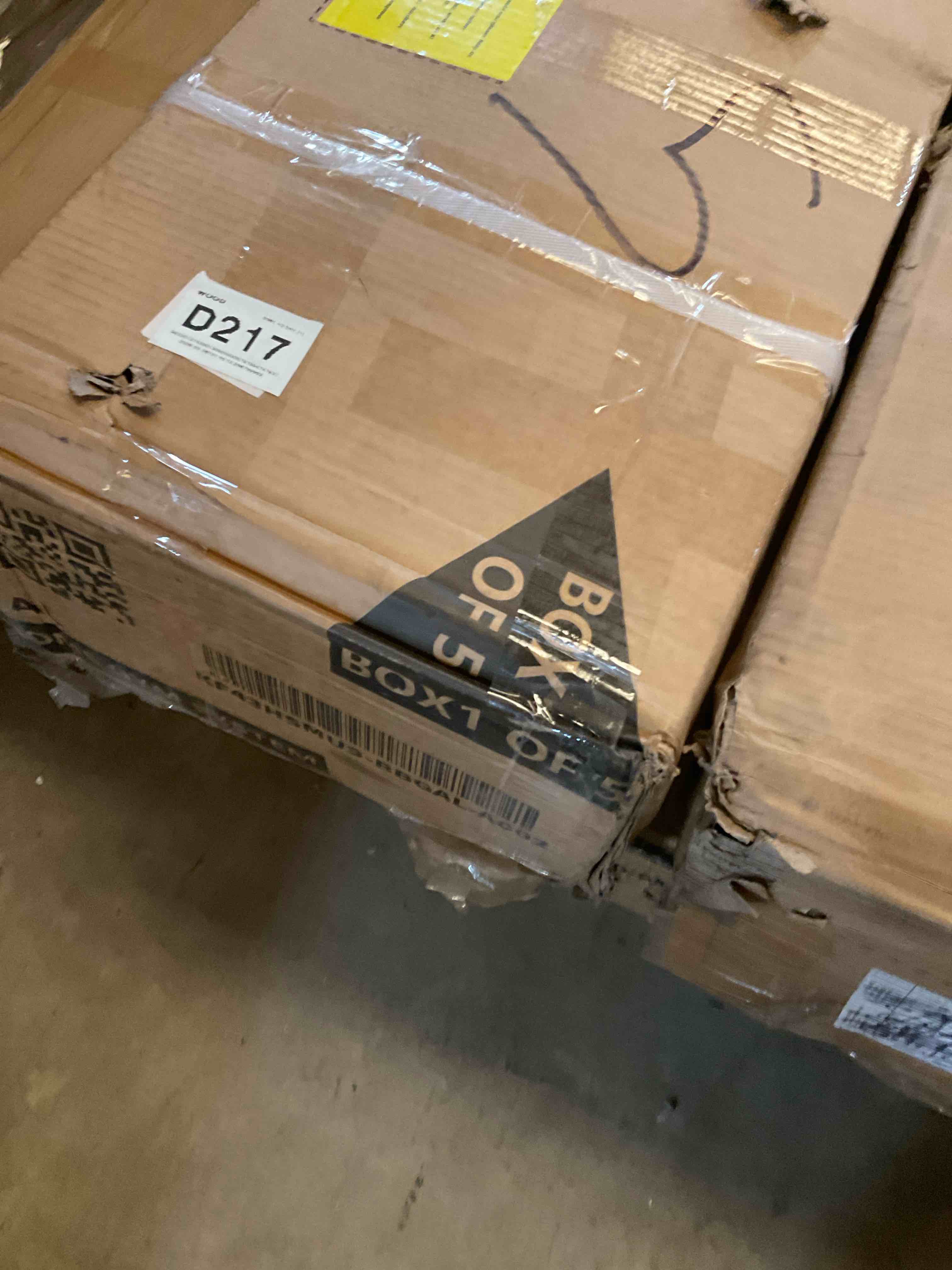 Condition photo showing Good Condition for box 1 of 5dual-sided smith machine power cage – all-in-one home gym with cable crossover & weight stack