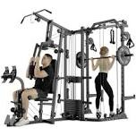 box 1 of 5dual-sided smith machine power cage – all-in-one home gym with cable crossover & weight stack