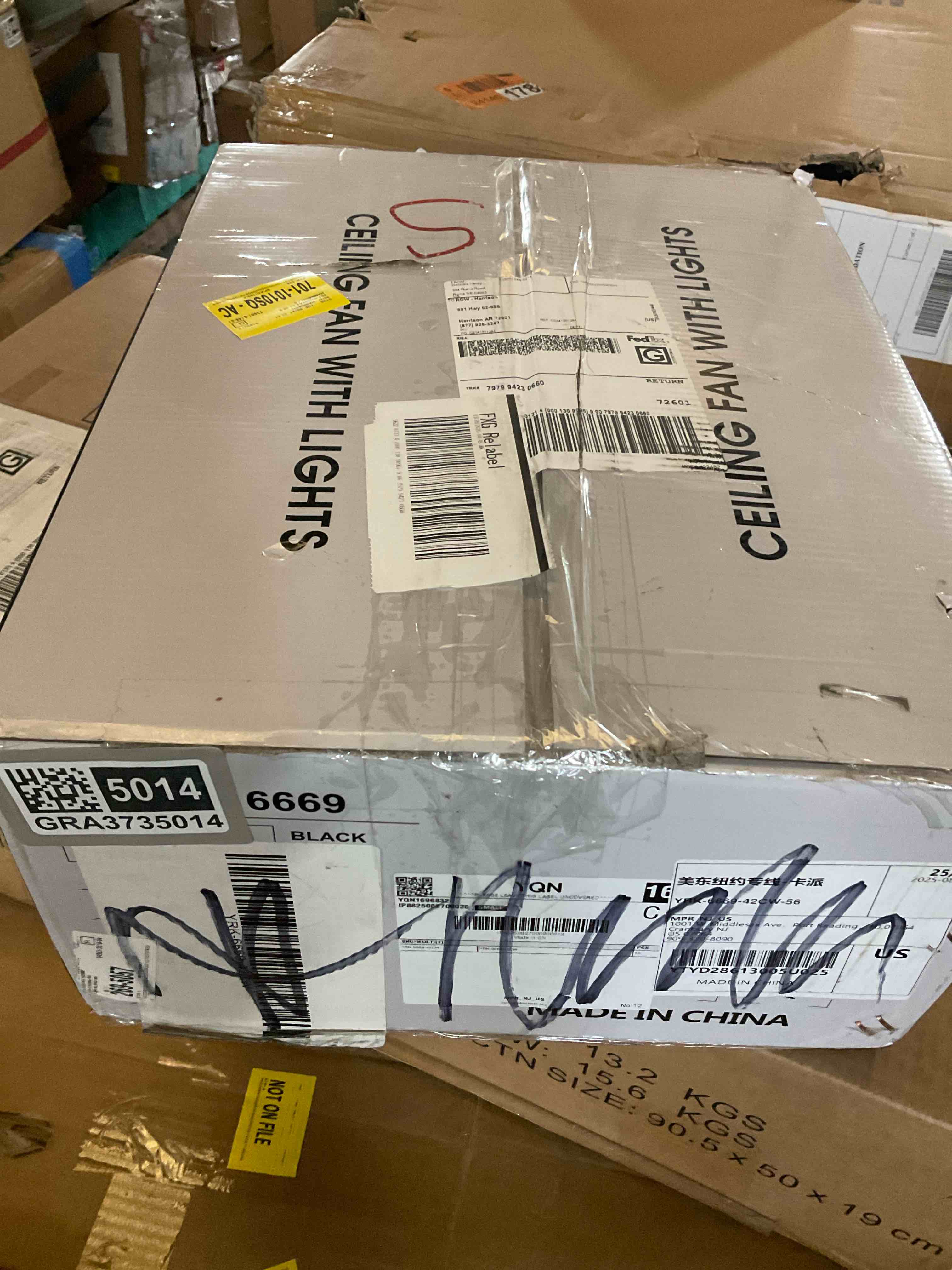 Condition photo showing Good Condition for 42" 5-blade flush mount ceiling fan with light