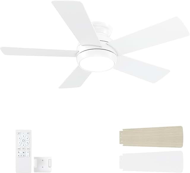 42" 5-blade flush mount ceiling fan with light