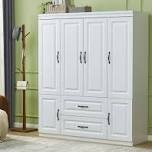 vianna white modern armoire with soft-close doors — mdf wardrobe closet with shelves & drawers