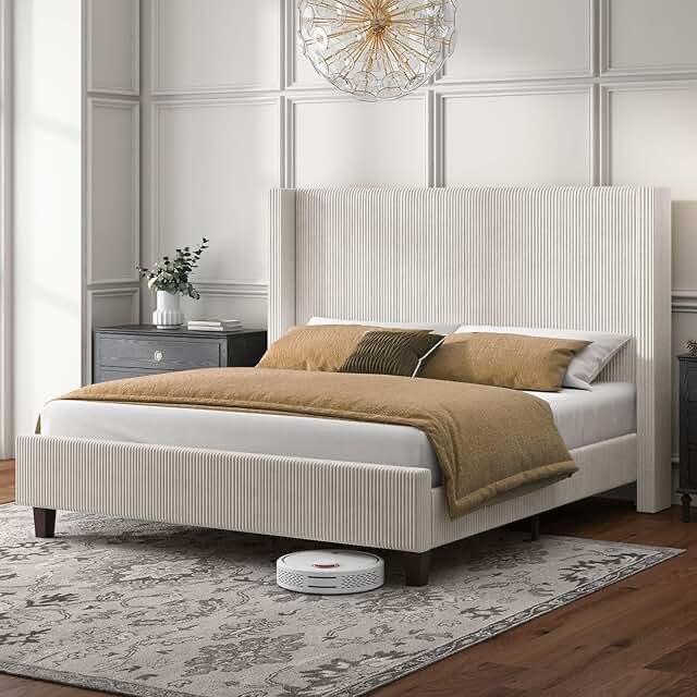 king bed with winged headboard 