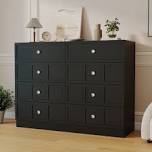 (box 1/2 only)8 Drawers Dresser For Bedroom, 47.2" Wide Dresser For Closet, Large Wood Tv Stand, Chest Of Drawers With Deep Drawer For Living Room, Hallway,home Office,black