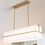 Ajanee 5 Light Linear Square/rectangle Chandelier With White Fabric Hardback Shade - 11.02'' H X 39.37' W