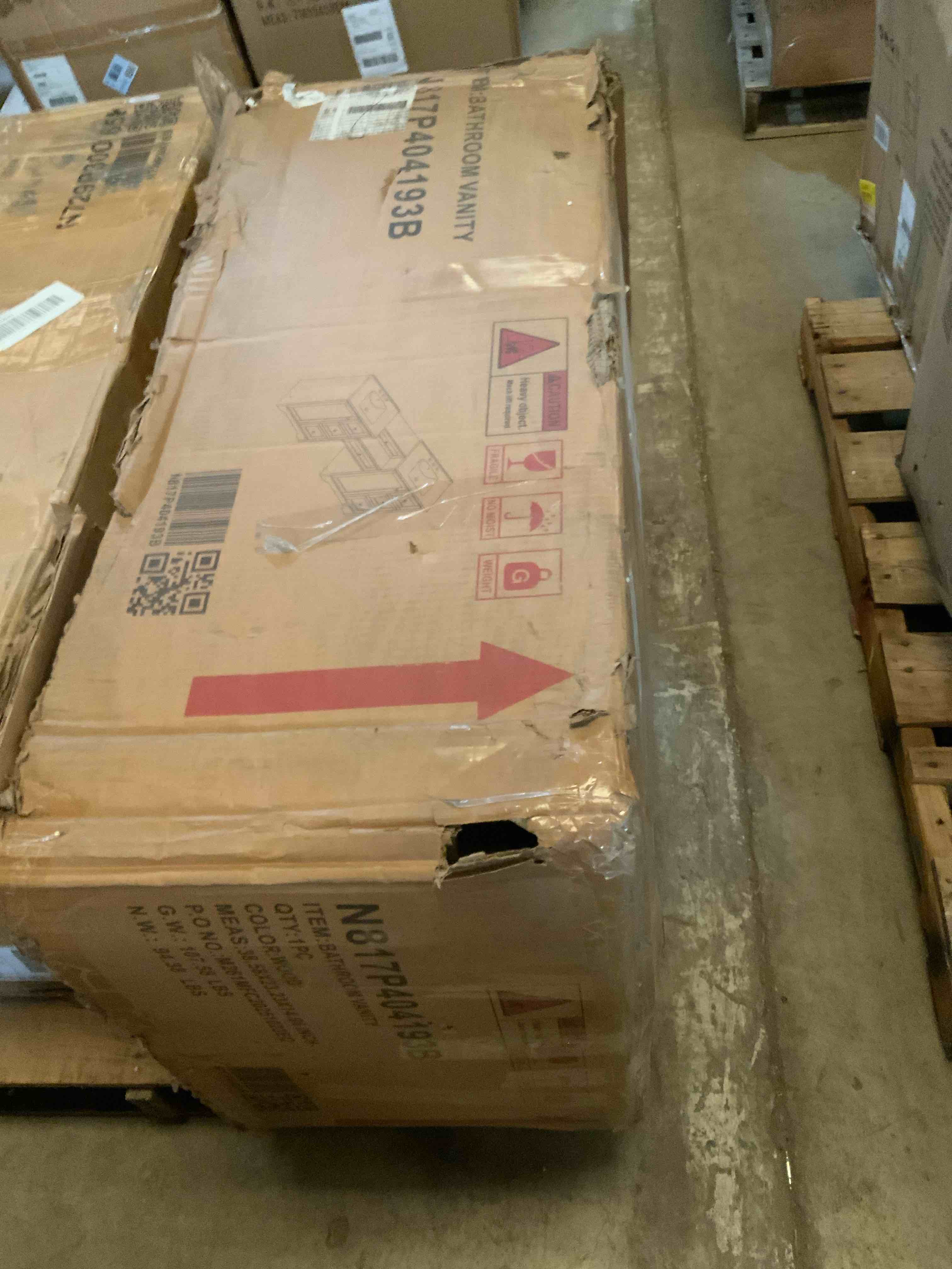 Condition photo showing Good Condition for 84'' double bathroom vanity with quartz top and buld in power outlets