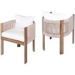 Kade Patio Acacia Wood Dining Chairs With Rope Back